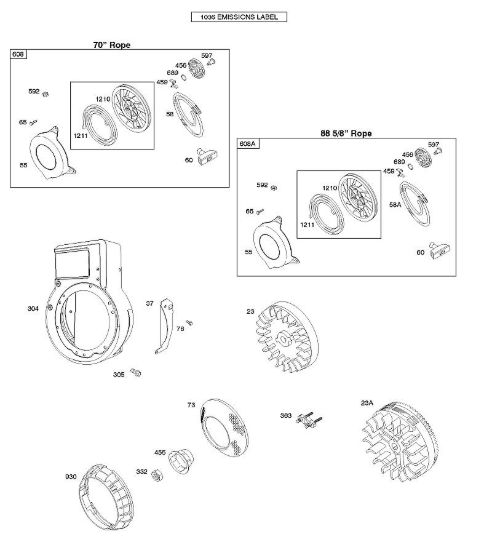 B - Alloggiamento/ripari ventola, volano, dispositivo di avviamento a riavvolgimento B&S - 09 €¦ 093312-0182-B1 brand Stihl